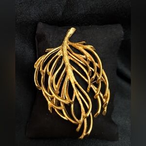 #38. Monet Vintage Gold Leaf Brooch